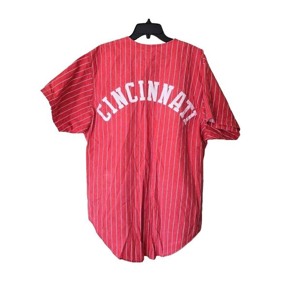Vintage Chalk Line XL Cincinnati Reds Pinstripe Jersey Starter Style SEE PICS - Picture 2 of 7